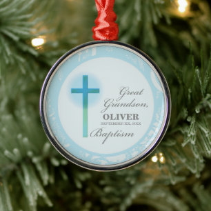 Ornamento De Metal Excelente Neto Baptism Blue Lace Personalizado