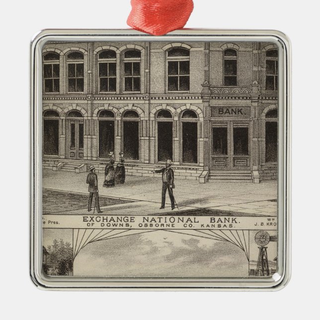 Ornamento De Metal Exchange National Bank of Downs, Kansas (Frente)