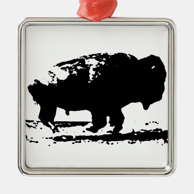 Ornamento De Metal Executando Buffalo Bison Pop Art (Frente)