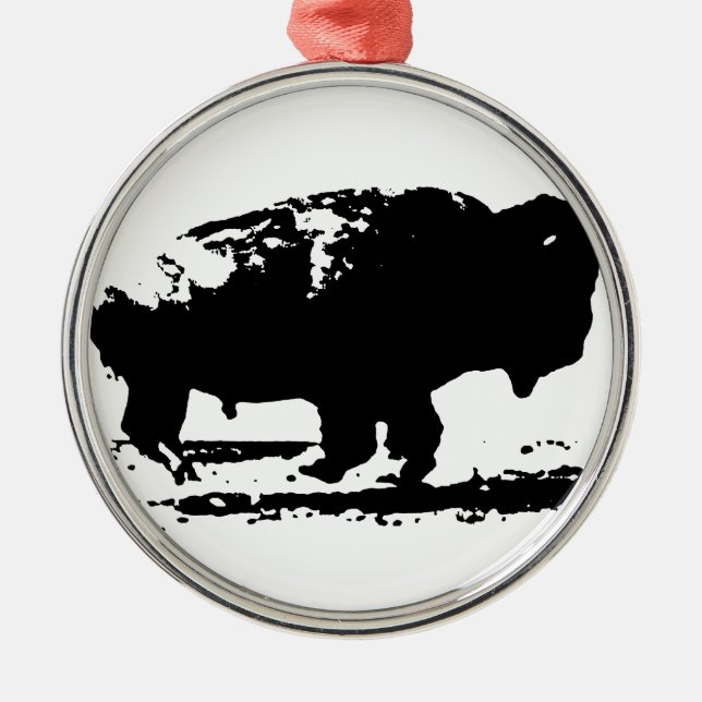 Ornamento De Metal Executando Buffalo Bison Pop Art (Frente)