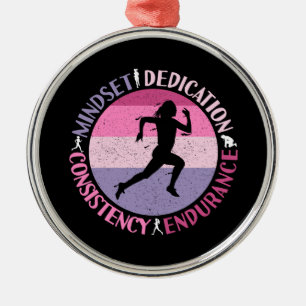 Ornamento De Metal Executando Mindset - Cota de Resistência Girly Run