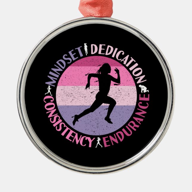 Ornamento De Metal Executando Mindset - Cota de Resistência Girly Run (Frente)