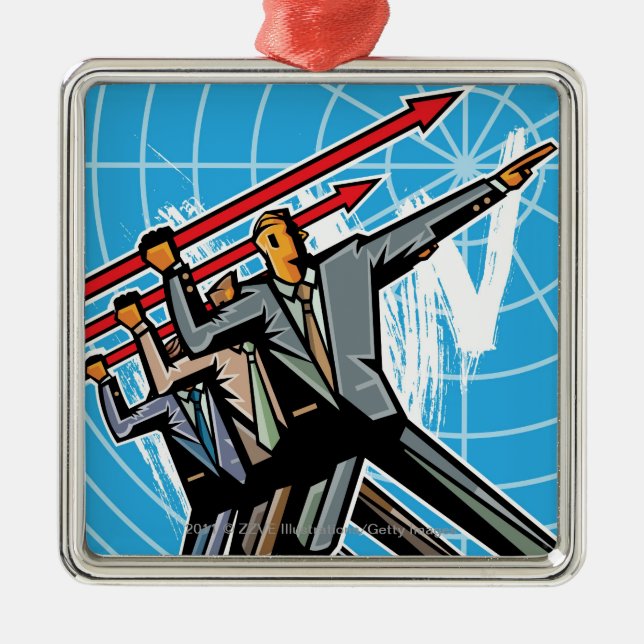 Ornamento De Metal Executivos que jogam o sinal da seta (Frente)