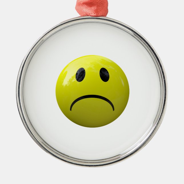 Ornamento De Metal face infeliz emoji (Frente)