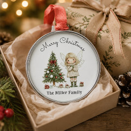 Ornamento De Metal Fada e Árvore de Natal Personalizados Presente