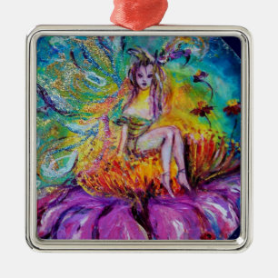 Ornamento De Metal FADA NA NOITE SAPPHIRE AZUL VIBRANTE Gema