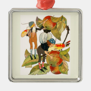 Ornamento De Metal Fadas Artistas Pintando Frutas