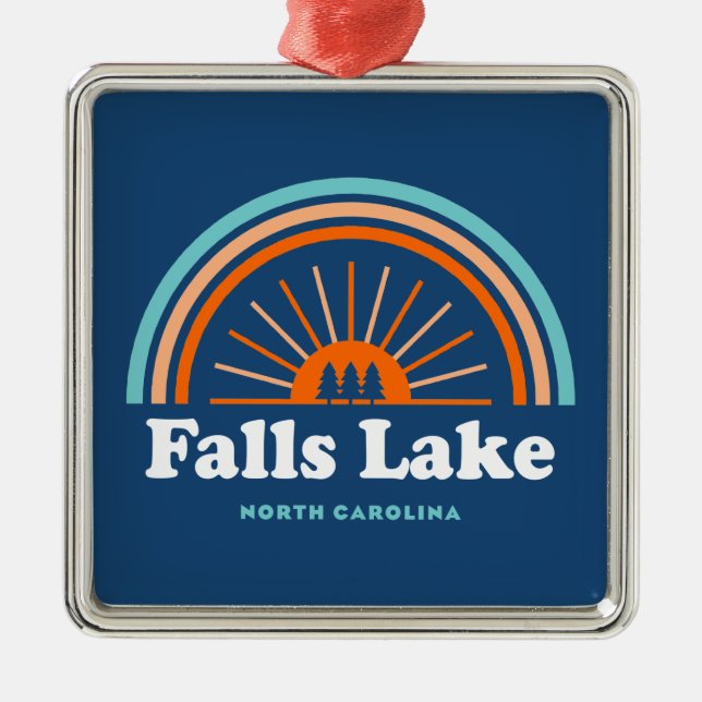 Ornamento De Metal Falls Lake North Carolina Rainbow (Frente)
