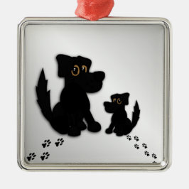 Ornamento De Metal Família Black Dog