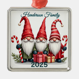 Ornamento De Metal Família de Três Gnomos Personalizados
