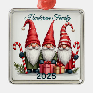 Ornamento De Metal Família de Três Gnomos Personalizados