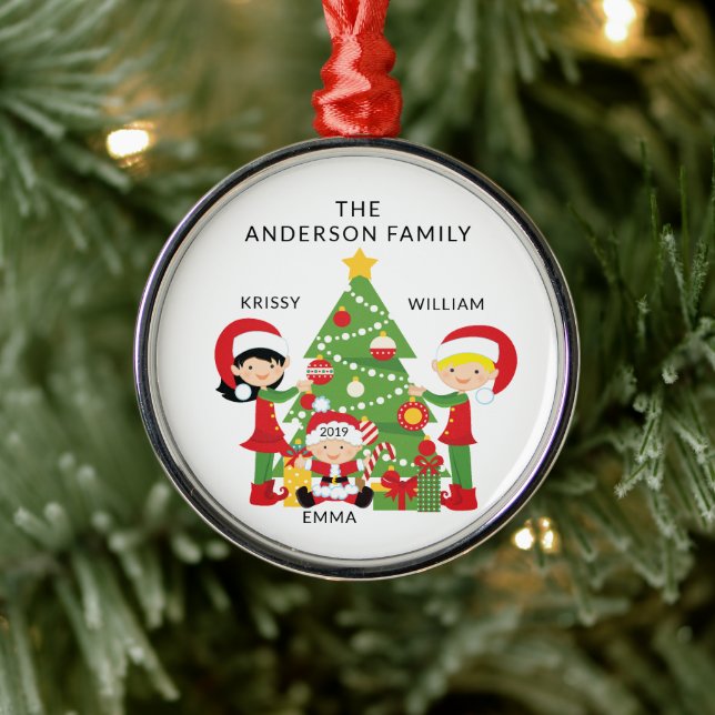Ornamento De Metal Família Doce de 3 Natal Personalizado (Árvore)