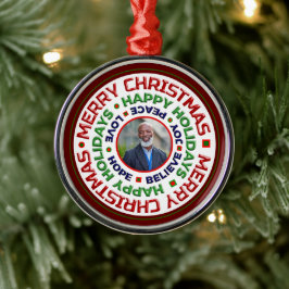 Ornamento De Metal Família Feliz Natal Feriado Personalizar Foto