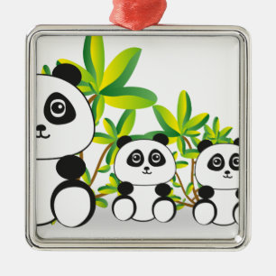 Ornamento De Metal Família Panda