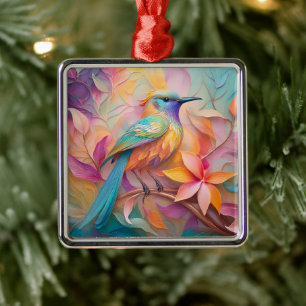 Ornamento De Metal Fantasia de Pássaro com Garganta Violeta