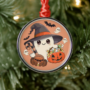 Ornamento De Metal Fantasma de Halloween Fofo no Estilo Kawaii