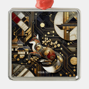 Ornamento De Metal Fantasy Abstrato Fox Art