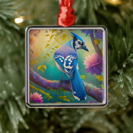 Ornamento De Metal Fantasy Birds Blue Jay