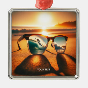 Ornamento De Metal Fantasy Bons Óculos Sunset Beach