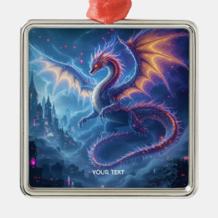 Ornamento De Metal Fantasy Cute Blue Dragon City
