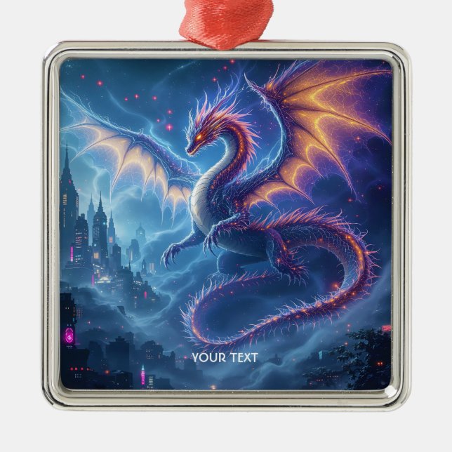 Ornamento De Metal Fantasy Cute Blue Dragon City (Frente)