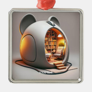 Ornamento De Metal Fantasy Cute Computer Mouse House