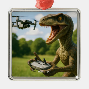 Ornamento De Metal Fantasy Cute Dinossaur Drone Forest