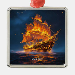 Ornamento De Metal Fantasy Cute Fire Ship Sea