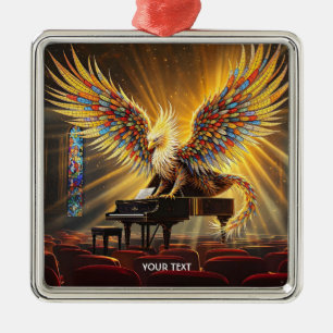 Ornamento De Metal Fantasy Cute Griffon Tocando Piano