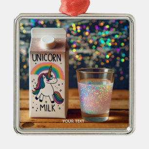 Ornamento De Metal Fantasy Cute Milk Unicorn Rainbow