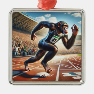 Ornamento De Metal Fantasy Cute Monkey Athlete Correndo