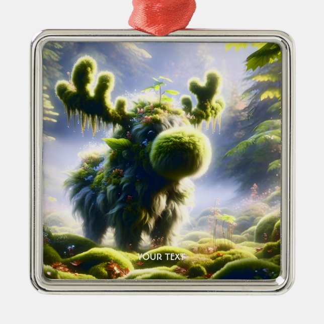 Ornamento De Metal Fantasy Cute Moss Moose Forest (Frente)