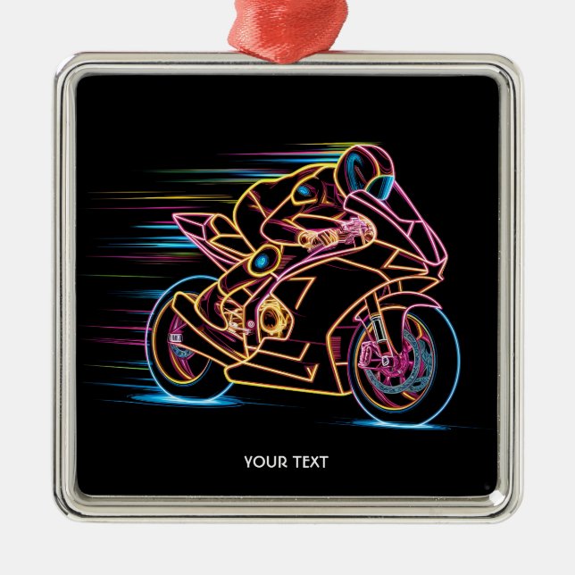 Ornamento De Metal Fantasy Cute Motorcycle Night (Frente)