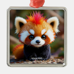Ornamento De Metal Fantasy Cute Panda Red Hai