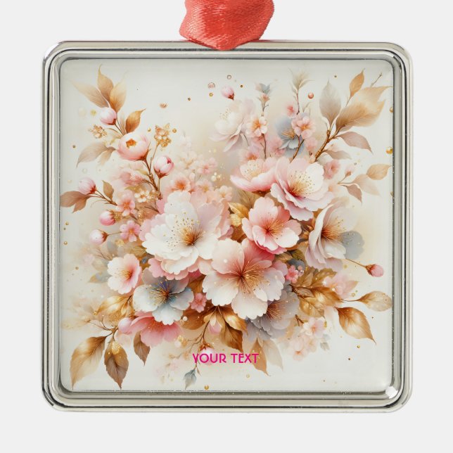 Ornamento De Metal Fantasy Cute Pastel Pink Sakura (Frente)