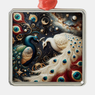 Ornamento De Metal Fantasy Cute Peacocks Crescent Feeds