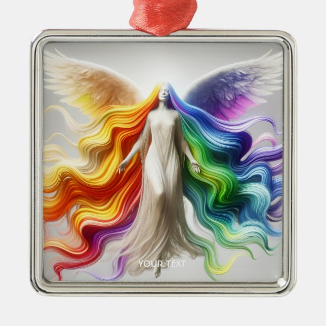 Ornamento De Metal Fantasy Cute Pride Rainbow Angel (Frente)