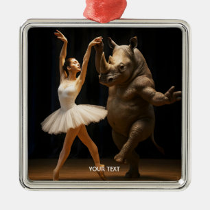 Ornamento De Metal Fantasy Cute Rhino Dancer Ballerina