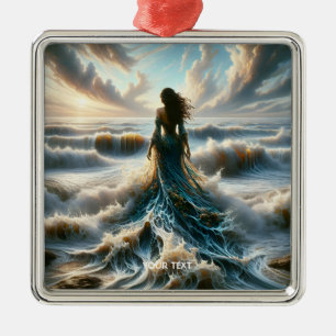 Ornamento De Metal Fantasy Cute Sea Wave Girl