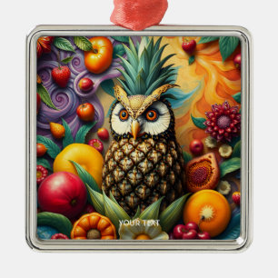 Ornamento De Metal Fantasy Cute Serene Pineapple Owl