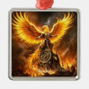 Ornamento De Metal Fantasy Cute Steampunk Flames Phoenix