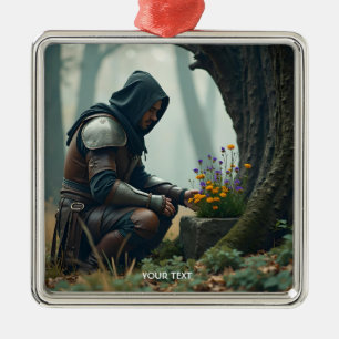 Ornamento De Metal Fantasy Cute Warrior Wild Flowers