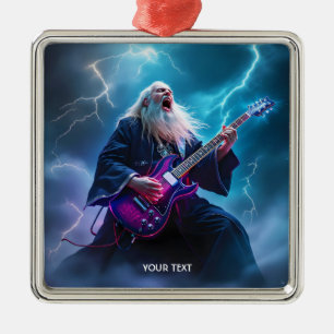 Ornamento De Metal Fantasy Cute Wizard Tocando Violão