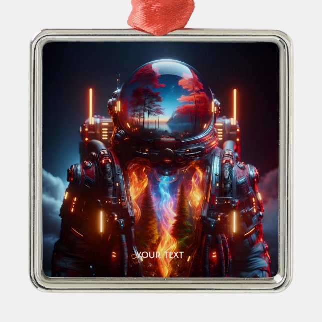 Ornamento De Metal Fantasy - Foto de Paisagem de Astronauta Bonita (Frente)