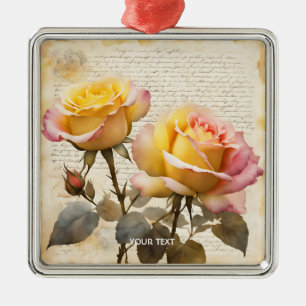 Ornamento De Metal Fantasy - Rosas - Letras Cutas