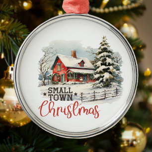Ornamento De Metal Farmhouse Russo de Natal de Pequena Cidade