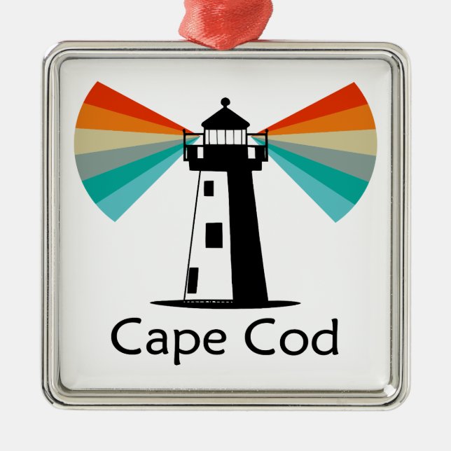 Ornamento De Metal Farol de Cape Cod Massachusetts Arco-íris (Frente)