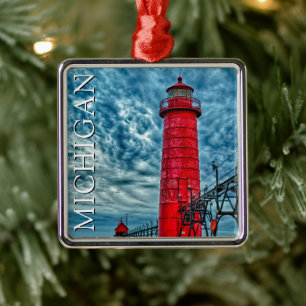 Ornamento De Metal Farol Grand Haven Michigan