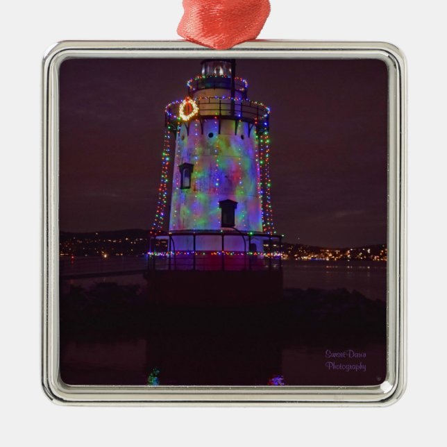 Ornamento De Metal Farol no Natal (Frente)