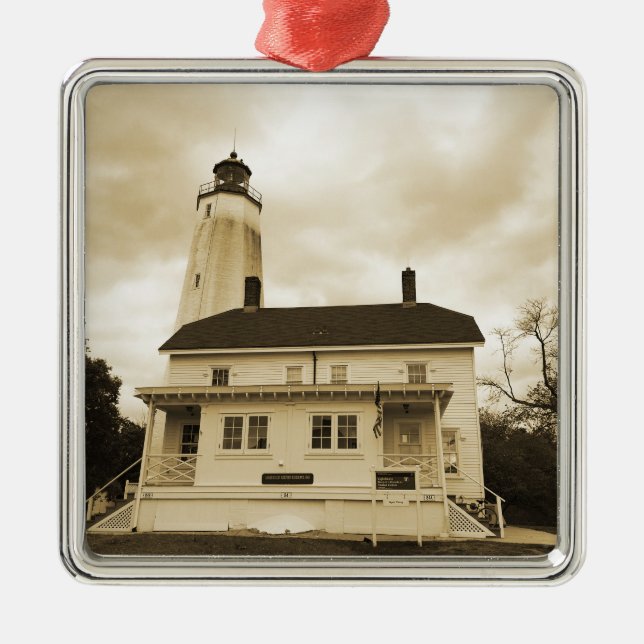 Ornamento De Metal Farol Sandy Hook (Frente)